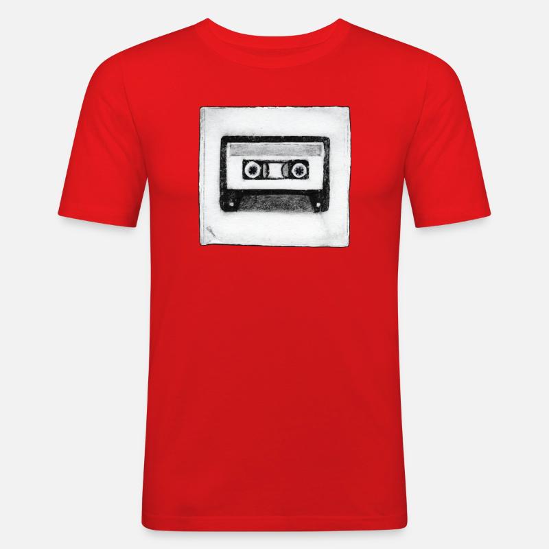 Kassette - handgeschnitzte Druckvorlage - Männer Slim Fit T-Shirt - Rot
