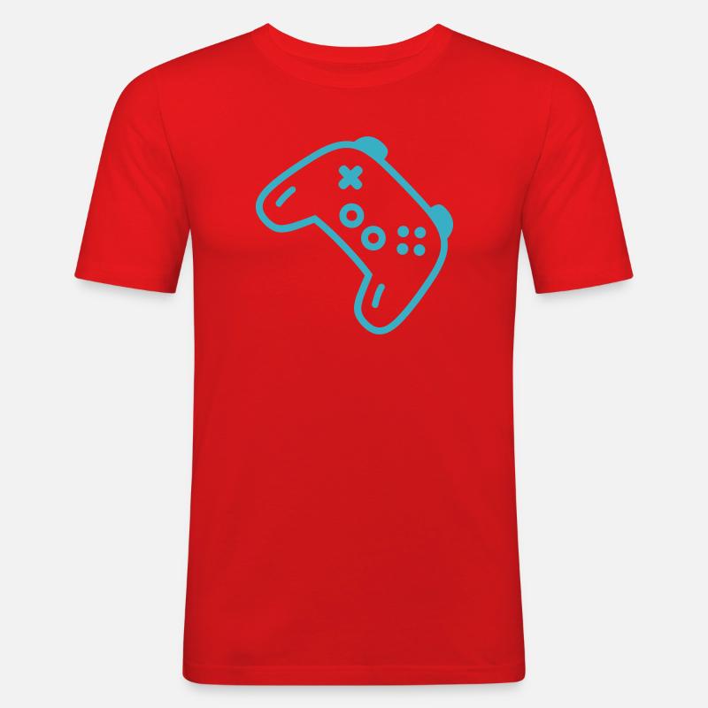 Turquoise controller silhouette - Men's Slim Fit T-Shirt - red