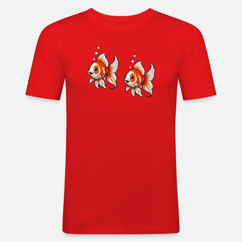 Goldfische Comic - Männer Slim Fit T-Shirt - Rot