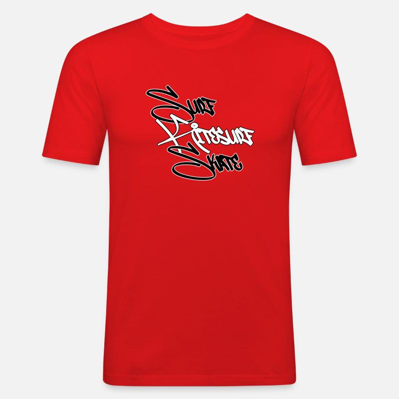 Graffiti Surf Script White - Men's Slim Fit T-Shirt - red