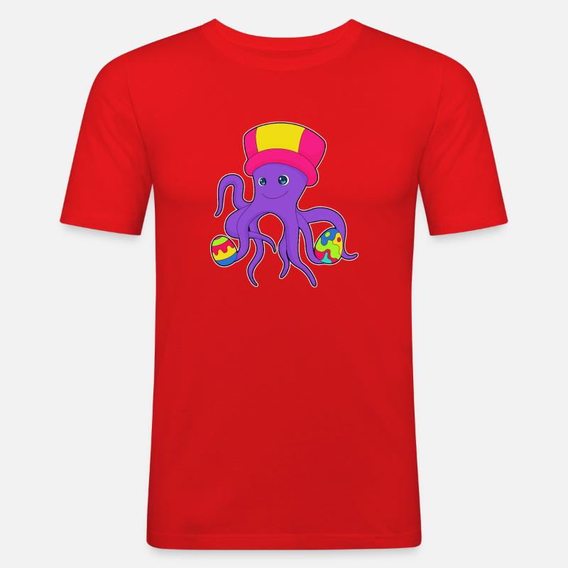 Octopus Easter Easter Eggs - Men's Slim Fit T-Shirt - red