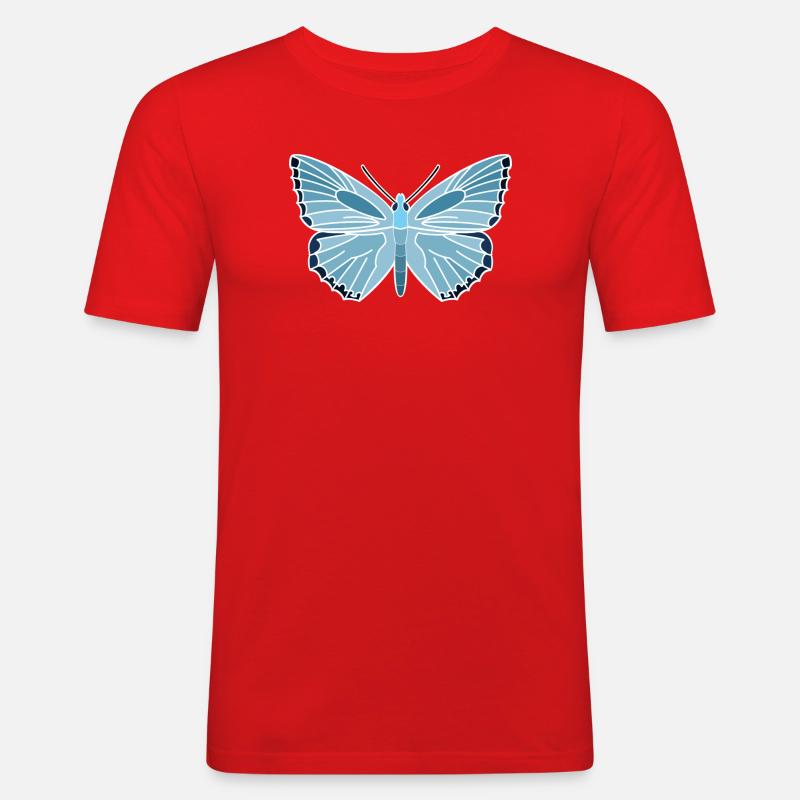 Silbergrüner Bläuling - Männer Slim Fit T-Shirt - Rot