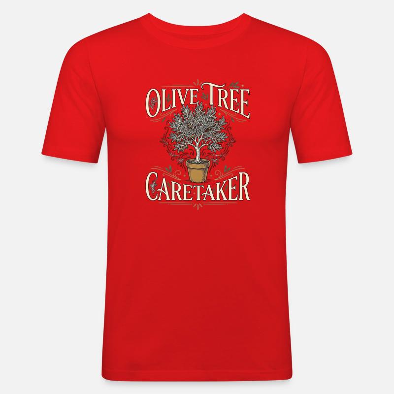 Olive Tree - Männer Slim Fit T-Shirt - Rot