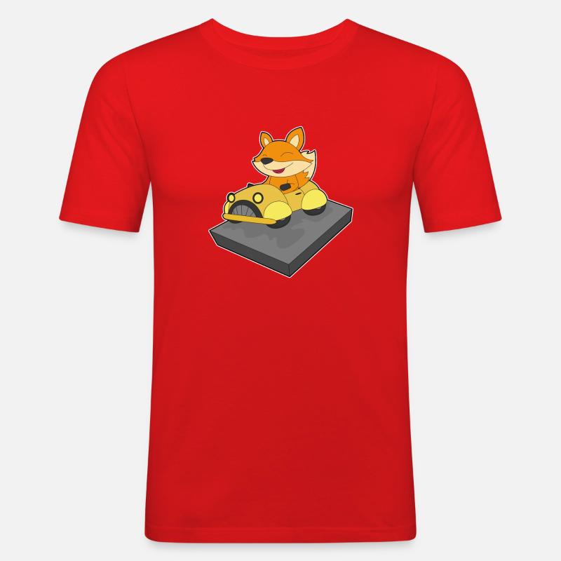 Fuchs Auto - Männer Slim Fit T-Shirt - Rot