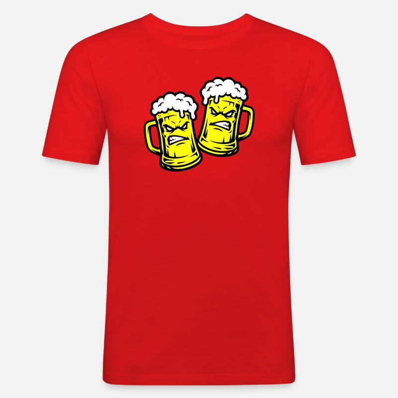 Bier Comic Bierglas - Männer Slim Fit T-Shirt - Rot