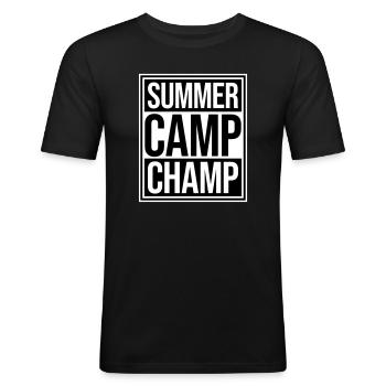 Summer Camp Champ Lustig Kinder Outdoor Abenteuer - Männer Slim Fit T-Shirt - Schwarz - Vorne - Nik (191cm)