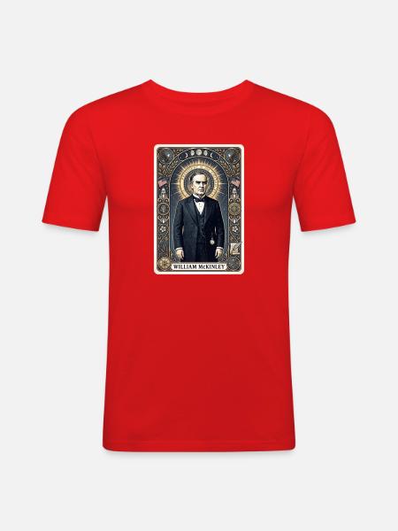 William McKinley Tarot Card - Men's Slim Fit T-Shirt - red