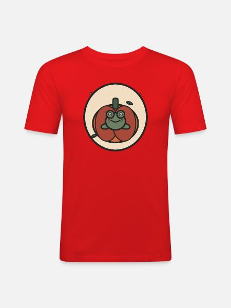 Kawaii frog in pumpkin - Men's Slim Fit T-Shirt - red