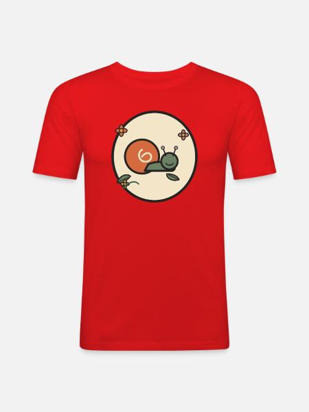Soft Snail in Flower Circle - Men's Slim Fit T-Shirt - red