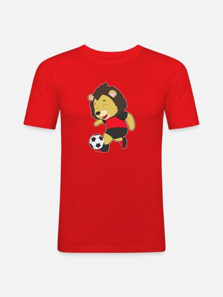 Löwe Fußballspieler Fußball - Männer Slim Fit T-Shirt - Rot