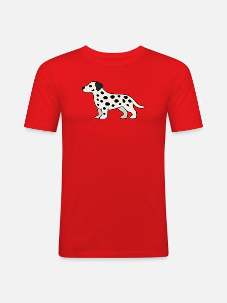 Dalmatiner Spotendesign - Männer Slim Fit T-Shirt - Rot