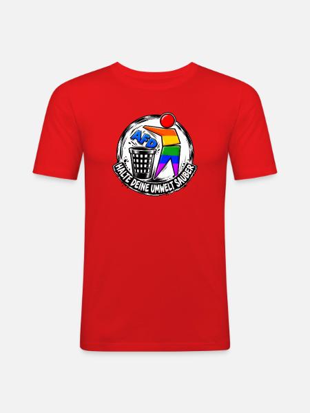 Regenbogenheld Reinigung - Männer Slim Fit T-Shirt - Rot