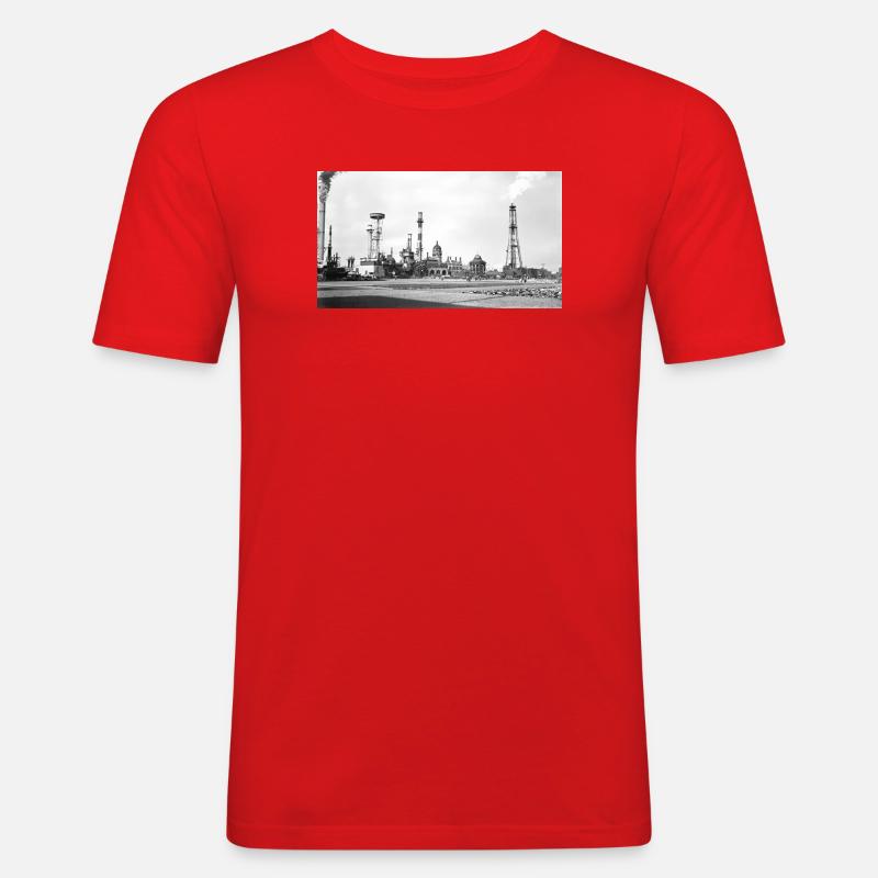 Industrielle Dampflandschaft Retro - Männer Slim Fit T-Shirt - Rot