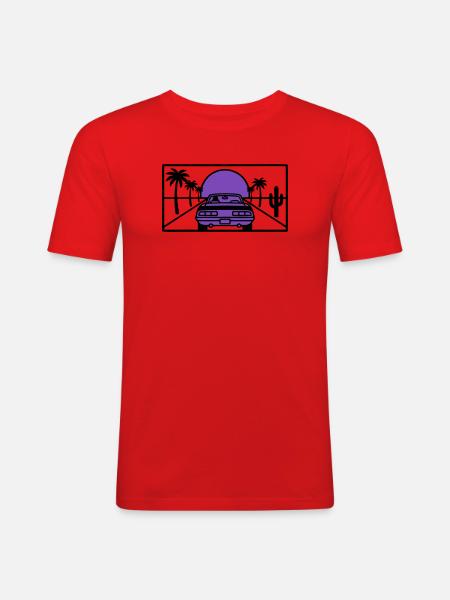Night Driving Highway Graphic - Men's Slim Fit T-Shirt - red