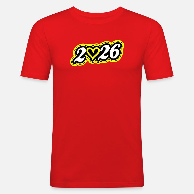 2026 Herz - Männer Slim Fit T-Shirt - Rot