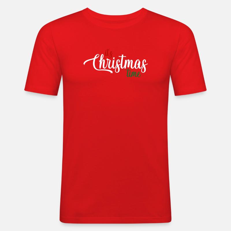 Kersttijd script: It’s Christmas Time - Men's Slim Fit T-Shirt - red