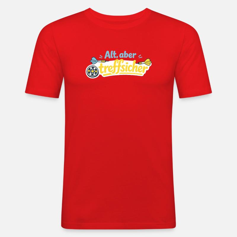 Alt, aber trefflich – Retro Darts - Männer Slim Fit T-Shirt - Rot