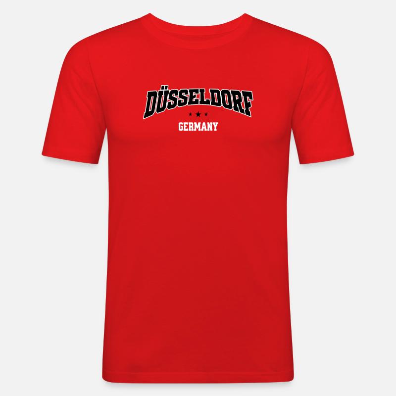 Düsseldorf Germany Varsity Schrift - Männer Slim Fit T-Shirt - Rot