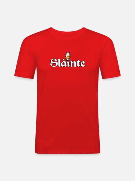 Sláinte Bierglas Design - Männer Slim Fit T-Shirt - Rot