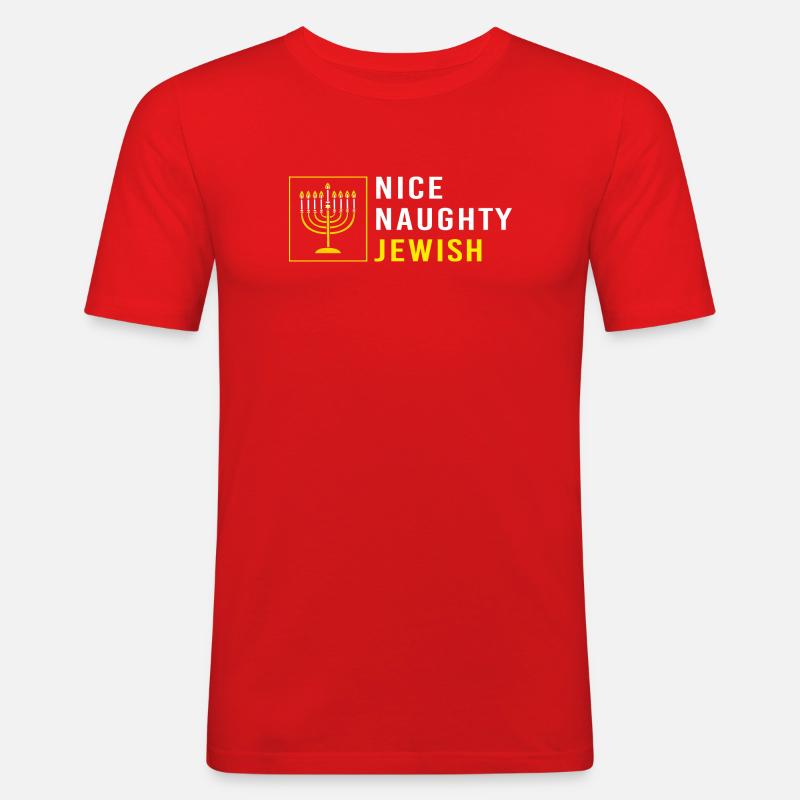 Hanoukka Hanoukka Hanoukka - T-shirt près du corps Homme - rouge