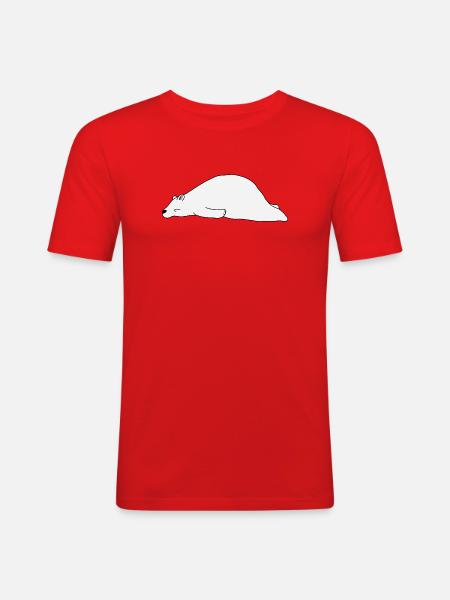 Niedlicher Eisbär schläft, gemütliche Wintertierkunst - Männer Slim Fit T-Shirt - Rot