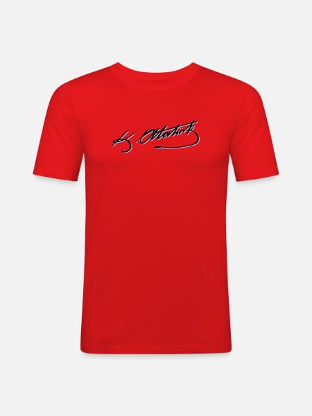 Mustafa Kemal Atatürk imza - Männer Slim Fit T-Shirt - Rot
