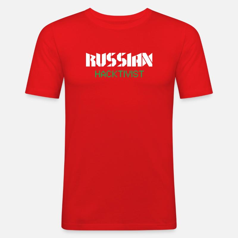 Russian Hacktivist Cyber Security Design - Men's Slim Fit T-Shirt - red