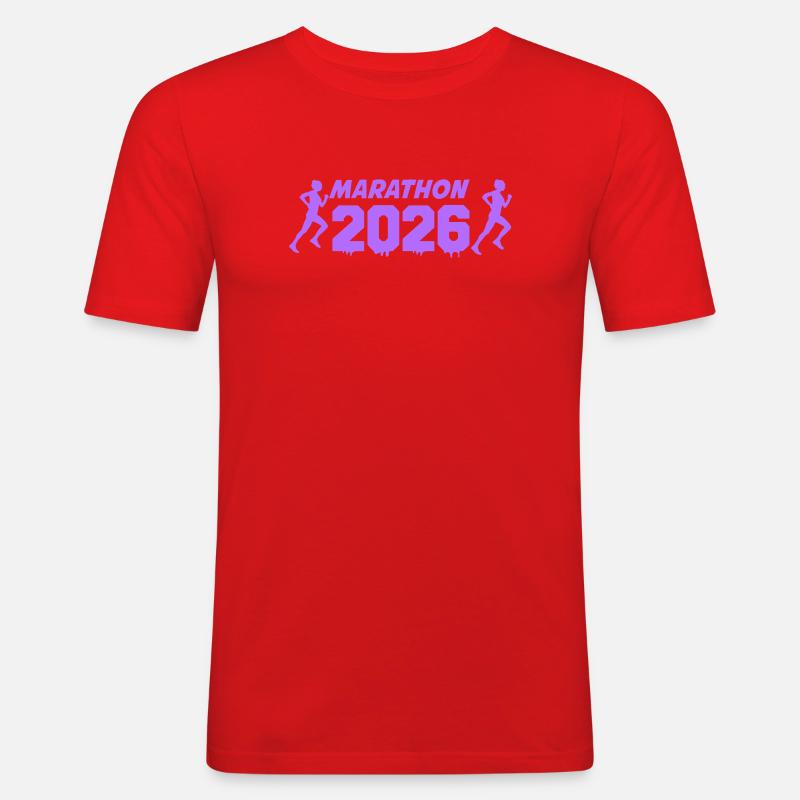 Silhouette dei corridori della Maratona 2026 - Maglietta aderente da uomo - rosso