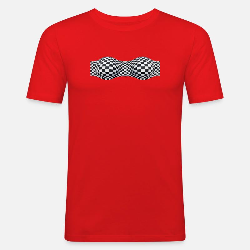 Folded Checkered Patterns - Men's Slim Fit T-Shirt - red