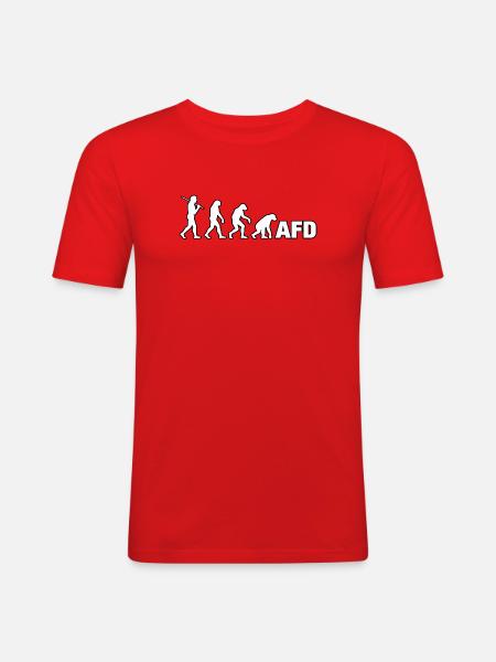 Evolution rückwärts – Gegen Nazis & Faschismus - Männer Slim Fit T-Shirt - Rot