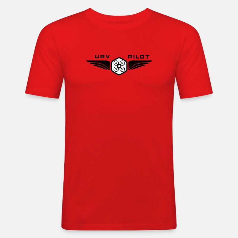 UAV PILOT1 - Männer Slim Fit T-Shirt - Rot
