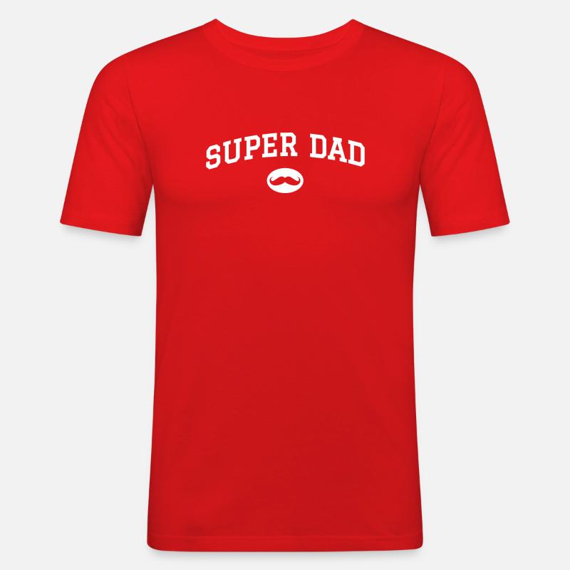 Super Papa Schnurrbart - Männer Slim Fit T-Shirt - Rot