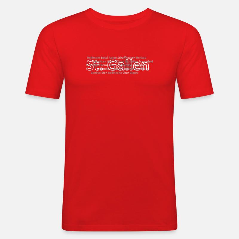 Schweizer Städte St Gallen - Männer Slim Fit T-Shirt - Rot