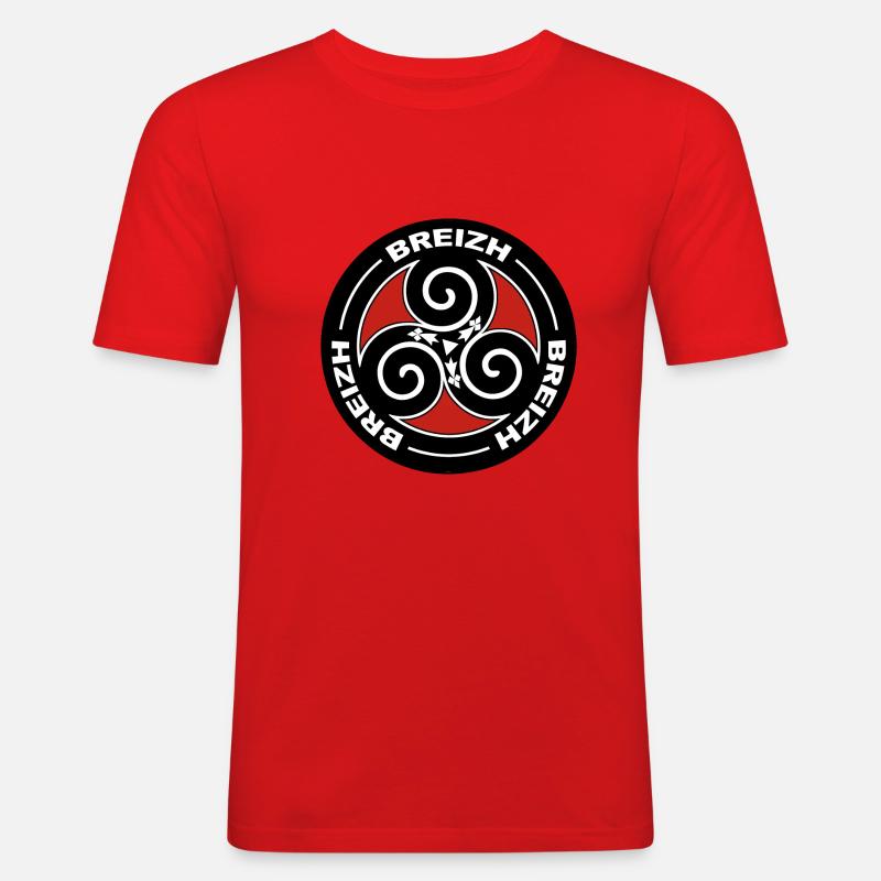 Breizh Triskell - Männer Slim Fit T-Shirt - Rot