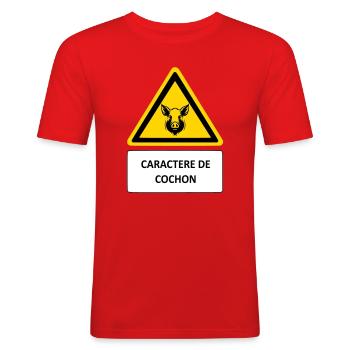 Pig character - Men's Slim Fit T-Shirt - red - Front - Jaron (178cm)