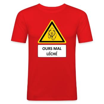Ours mal léché - T-shirt près du corps Homme - rouge - Devant - Jaron (178cm)