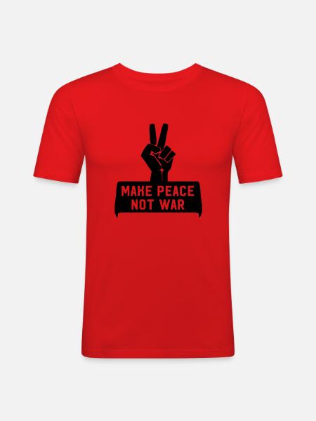 Make Peace Not War Hand with Peace Sign - Men's Slim Fit T-Shirt - red