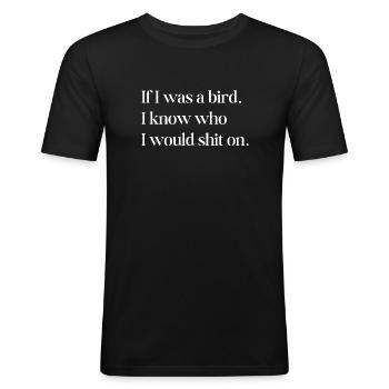 Si j’étais un oiseau - T-shirt près du corps Homme - noir - Devant - Nik (191cm)
