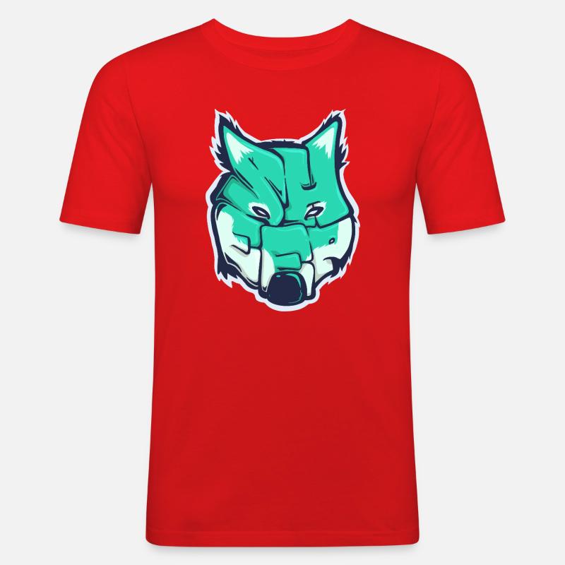 Wolf-Schaf, ein gezogenes Wort - Männer Slim Fit T-Shirt - Rot