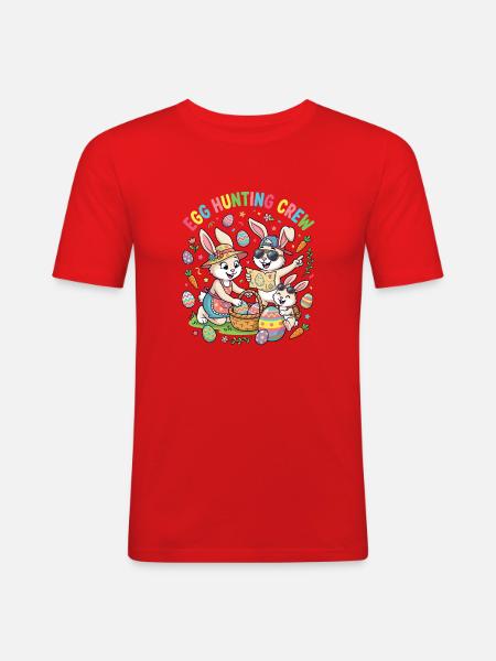 Hoster Bunny Family - Egg Collector - Men's Slim Fit T-Shirt - red