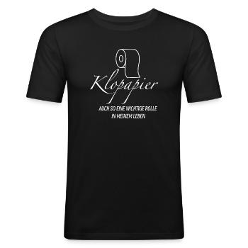 Papier toilette blanc - T-shirt près du corps Homme - noir - Devant - Nik (191cm)