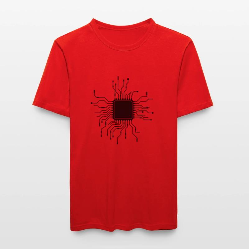 processor cpu wires wire cabling computer Men's Slim Fit T-Shirt