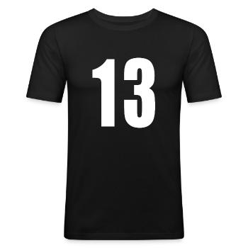 13 - Männer Slim Fit T-Shirt - Schwarz - Vorne - Nik (191cm)