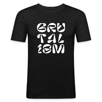 Brutalism logo design - Men's Slim Fit T-Shirt - black - Front - Nik (191cm)