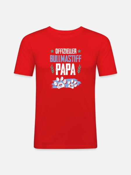 bullmastiff dogs dad - Men's Slim Fit T-Shirt - red