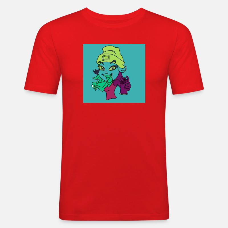 Neon-Graffiti-Maskottchen - Männer Slim Fit T-Shirt - Rot