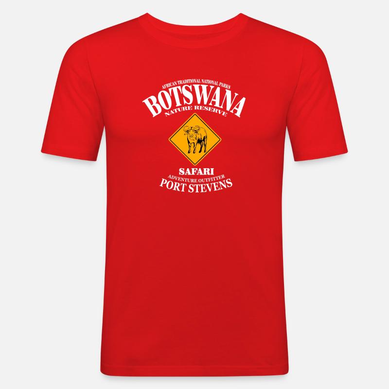 Botswana - Kaffern Büffel - Männer Slim Fit T-Shirt - Rot