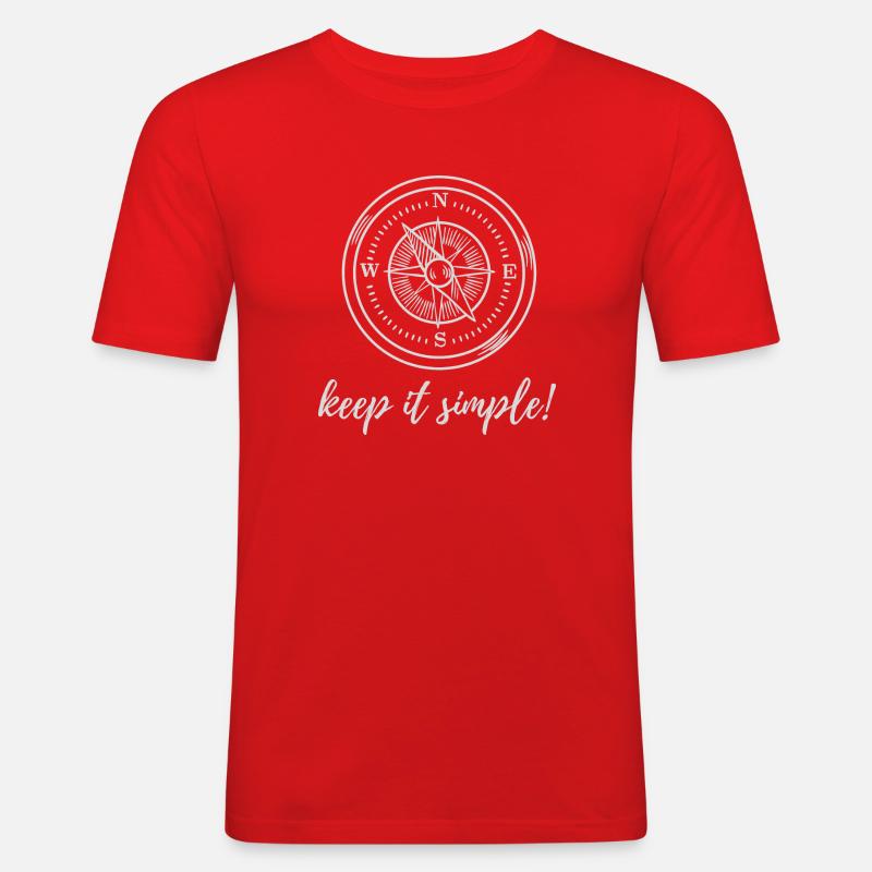 Kompass Urlaub keep it simple - Männer Slim Fit T-Shirt - Rot