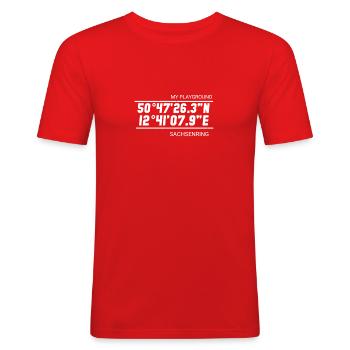 Sachsenring - Männer Slim Fit T-Shirt - Rot - Vorne - Jaron (178cm)
