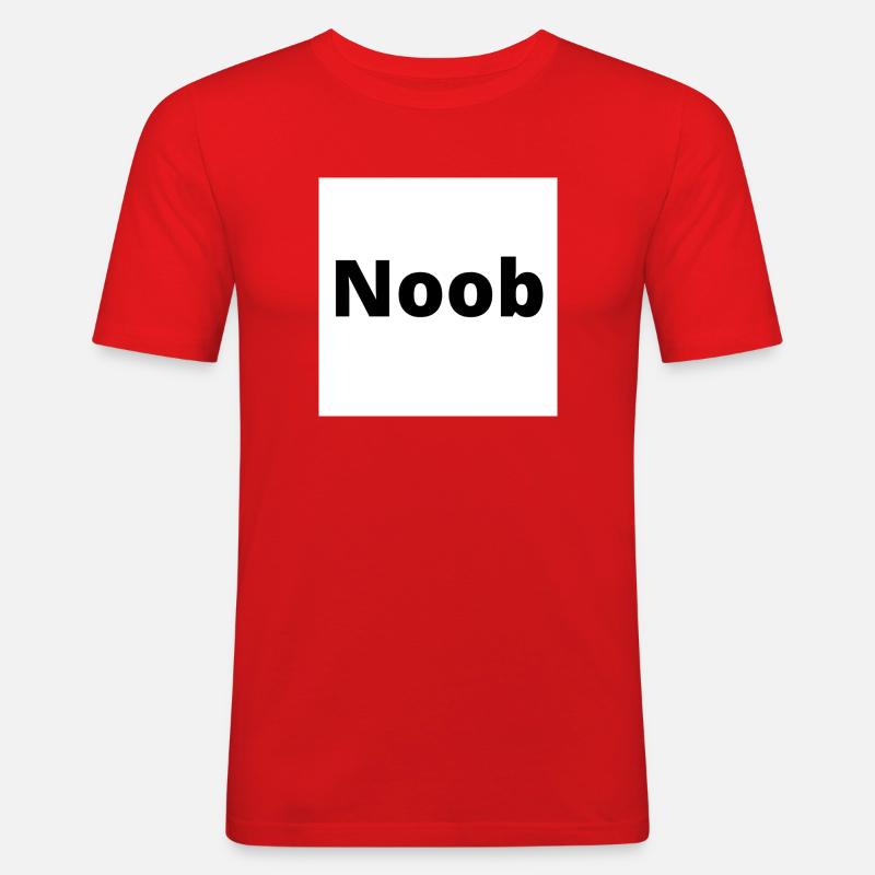 "Noob" Design in dicker schwarzer Schrift - Männer Slim Fit T-Shirt - Rot